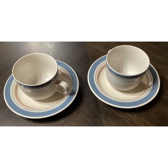 2~ Vintage International Stoneware Coffee Tea Mugs & Saucers ~ Japan - Picture 4 of 7